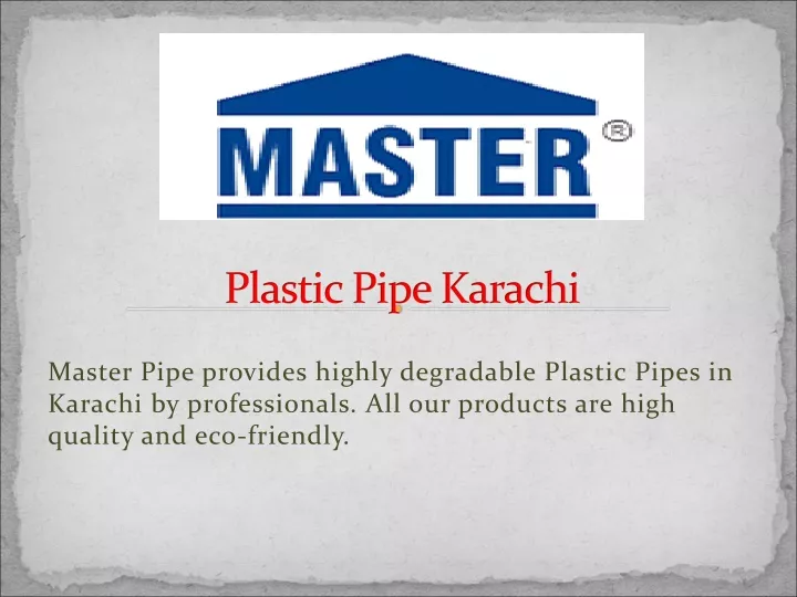 plastic pipe karachi