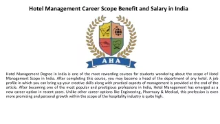 Hotel Management Career Scope Benefit and Salary in