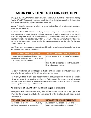 TAX ON PROVIDENT FUND CONTRIBUTION
