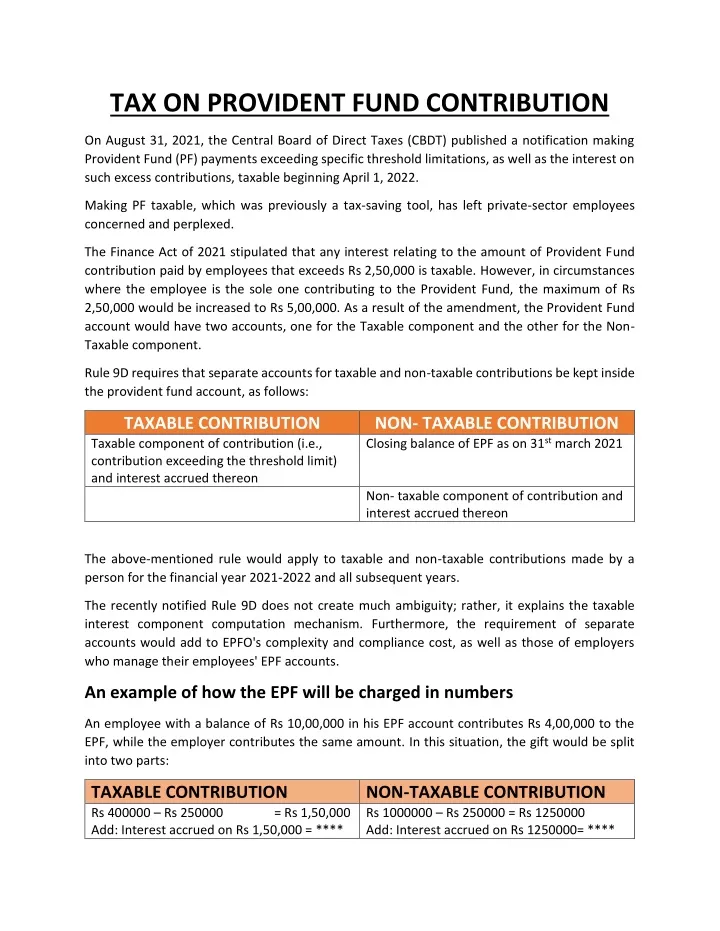 tax on provident fund contribution