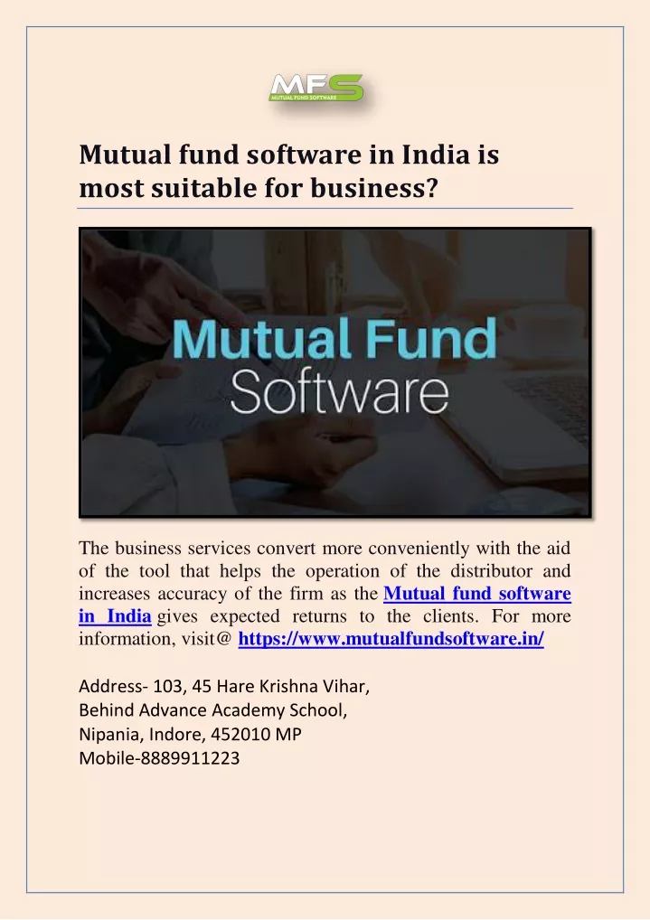 mutual fund software in india is most suitable