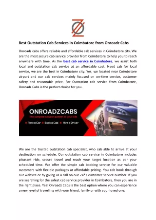 Best Cab Service in Coimbatore | Hire Taxi in Coimbatore