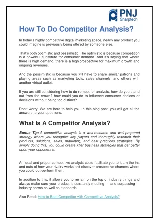How To Do Competitor Analysis