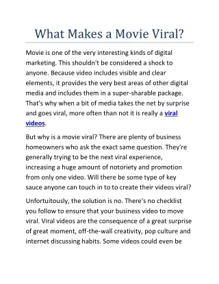 What Makes a Movie Viral