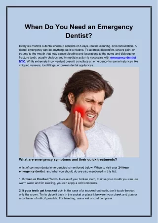 When Do You Need an Emergency Dentist
