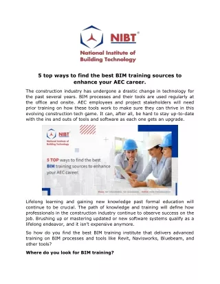 5 top ways to find the best bim training sources