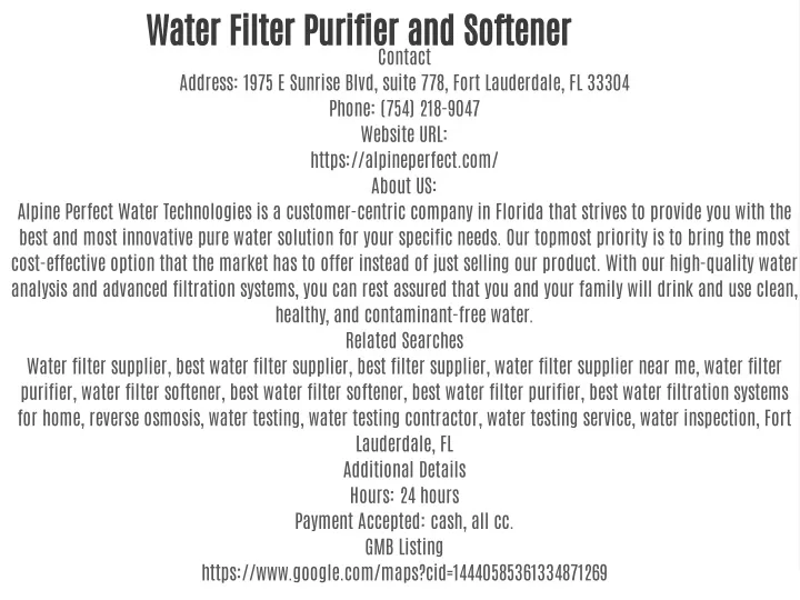 water filter purifier and softener