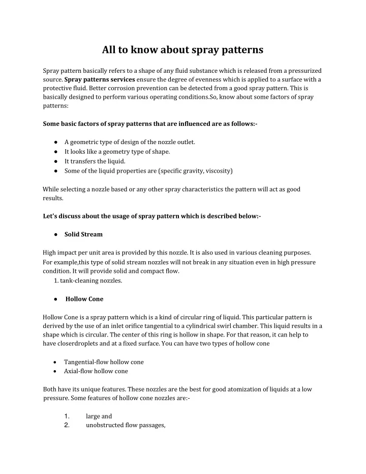 all to know about spray patterns