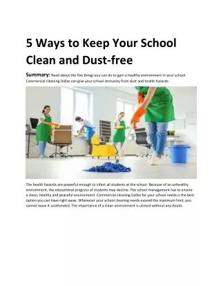 5 Ways to Keep Your School Clean and Dust-free