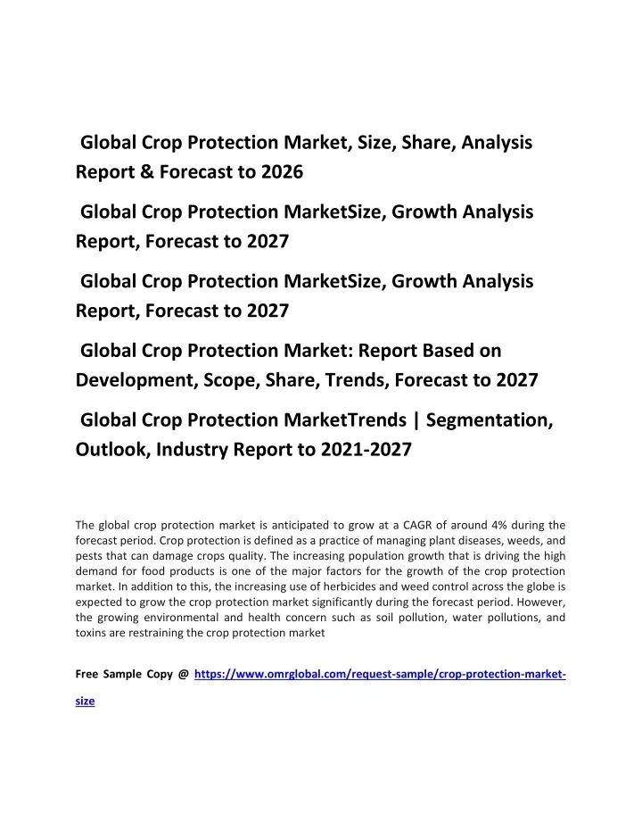 PPT - Global Crop Protection Market PowerPoint Presentation, free ...