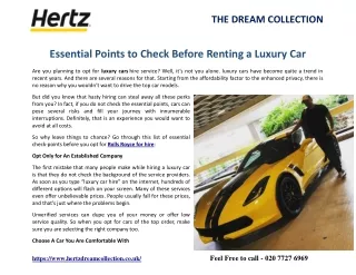 Essential Points to Check Before Renting a Luxury Car