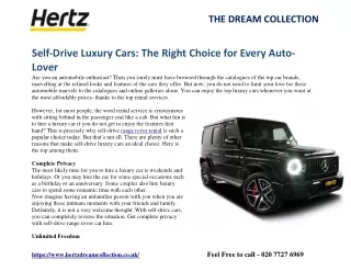Self-Drive Luxury Cars: The Right Choice For Every Auto-Lover