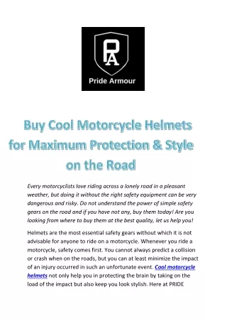 Buy Cool Motorcycle Helmets for Maximum Protection & Style on the Road