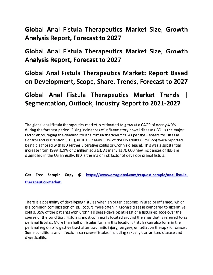 global anal fistula therapeutics market size
