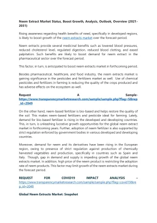 neem extract market status boost growth analysis