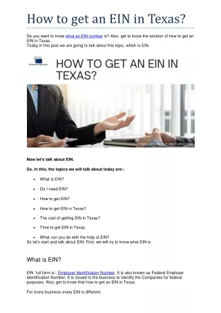 How to get an EIN in Texas