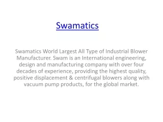 Swamatics industry blower manufacturer in india