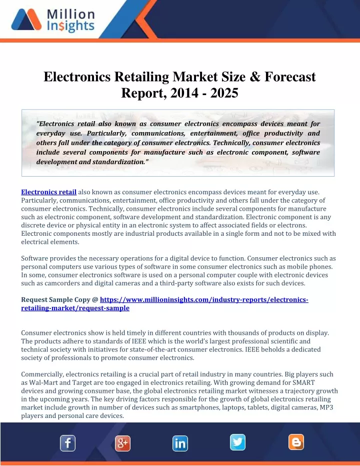 electronics retailing market size forecast report