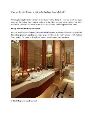 What are the vital elements to look for buying basin faucet wholesale