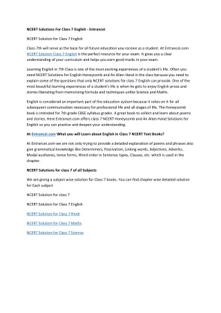 ncert solutions for class 7 english entrancei