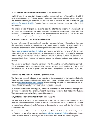 ncert solutions for class 9 english updated