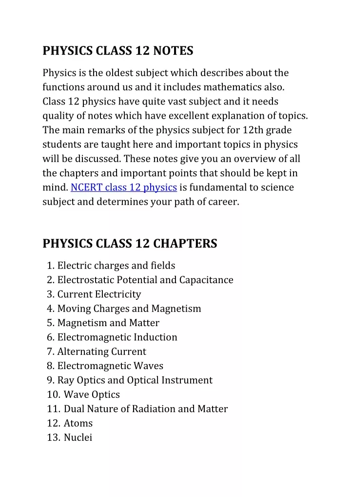 physics class 12 notes