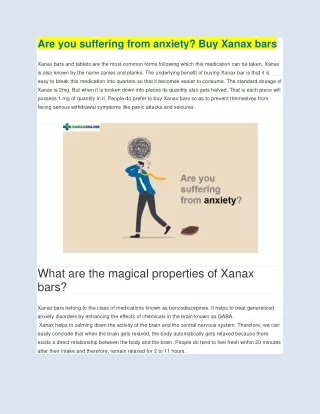 Are you suffering from anxiety Buy Xanax Bars