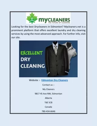 Edmonton Dry Cleaners | Mycleaners.net