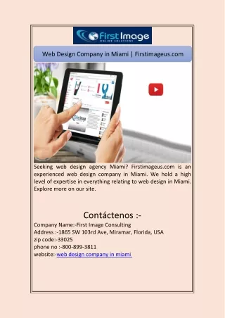 Web Design Company in Miami | Firstimageus.com