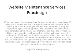 website maintenance services praxdesign