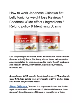 How to work Japanese Okinawa flat belly tonic for weight loss Reviews  Feedback Side effect  Ingredient
