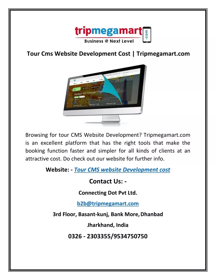 tour cms website development cost tripmegamart com