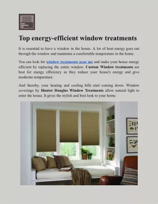 Top energy-efficient window treatments(1)