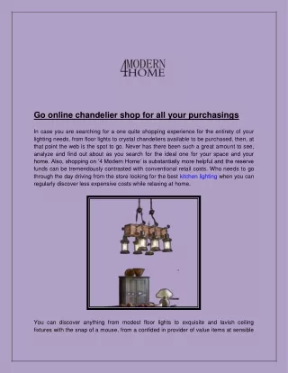 Go online chandelier shop for all your purchasings