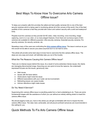 best ways to know how to overcome arlo camera