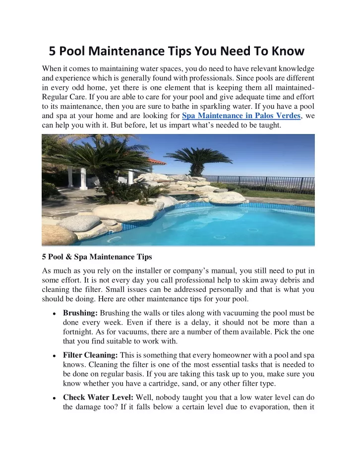 5 pool maintenance tips you need to know