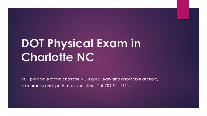 dot physical exam in charlotte nc