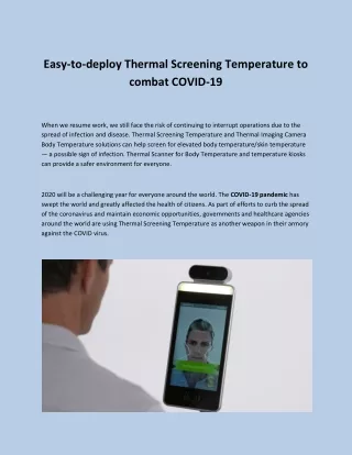 Easy-to-deploy Thermal Screening Temperature to combat COVID-19-converted