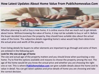 How Latest Updates About Home Value From Publichomevalue.Com Helps?