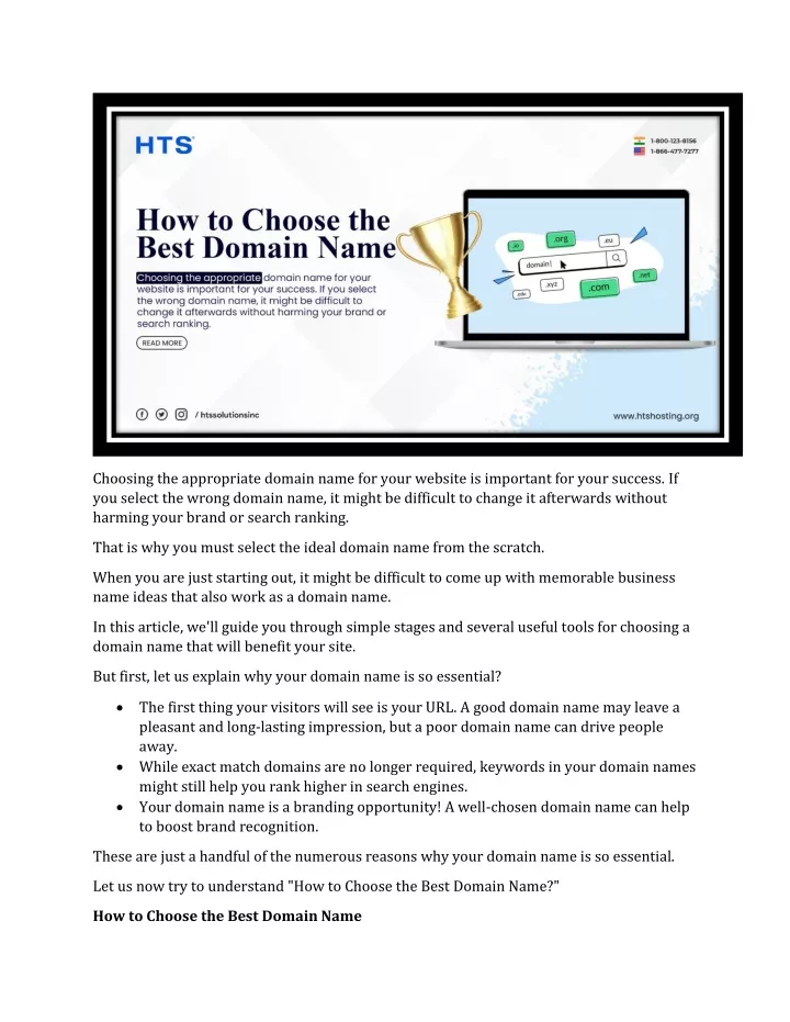 choosing the appropriate domain name for your