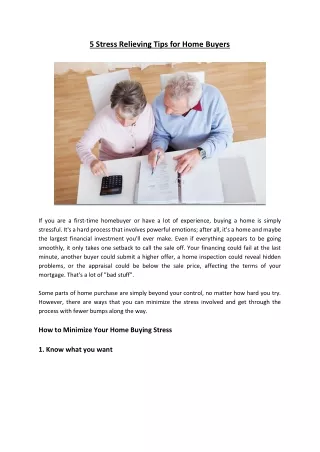5 Stress Relieving Tips for Home Buyers