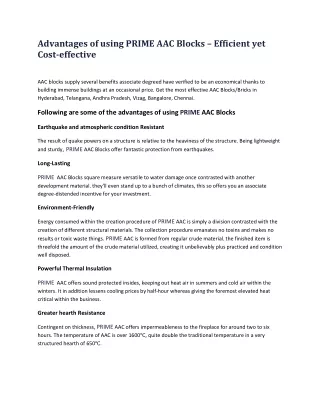 advantages of using prime aac blocks efficient