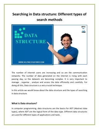 Searching in Data structure Different types of search methods