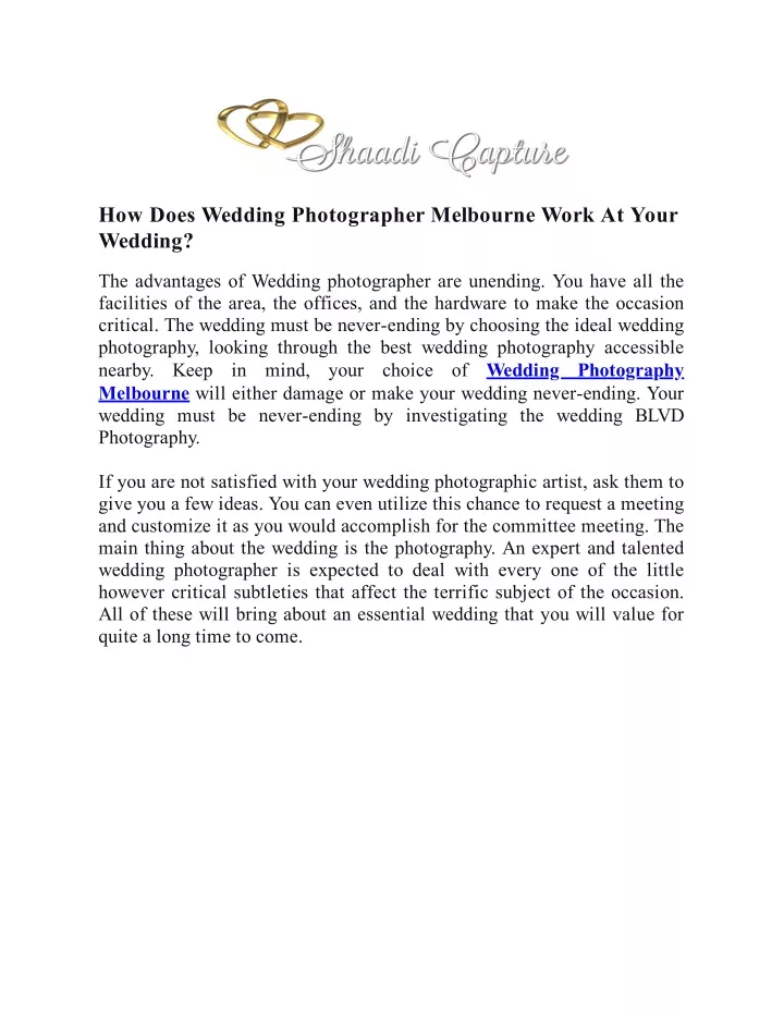 how does wedding photographer melbourne work