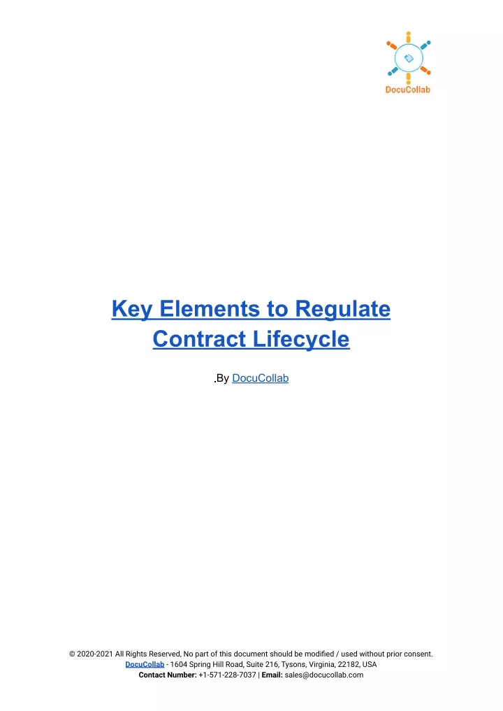 key elements to regulate contract lifecycle
