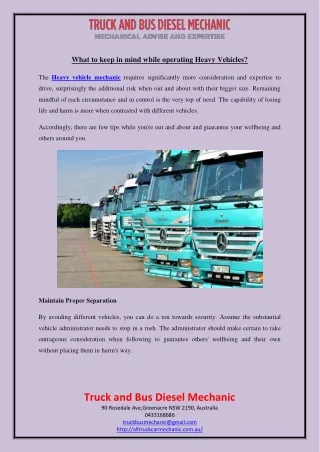 What to keep in mind while operating Heavy Vehicles