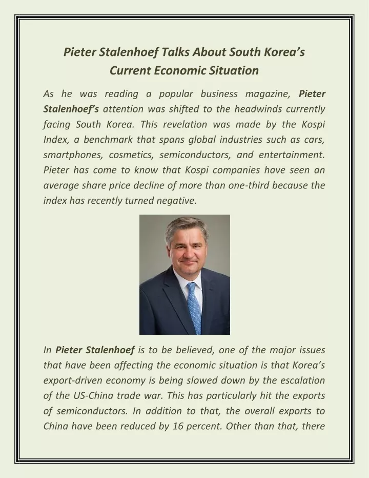 pieter stalenhoef talks about south korea