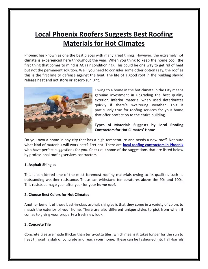 local phoenix roofers suggests best roofing