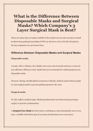 what is the difference between disposable masks