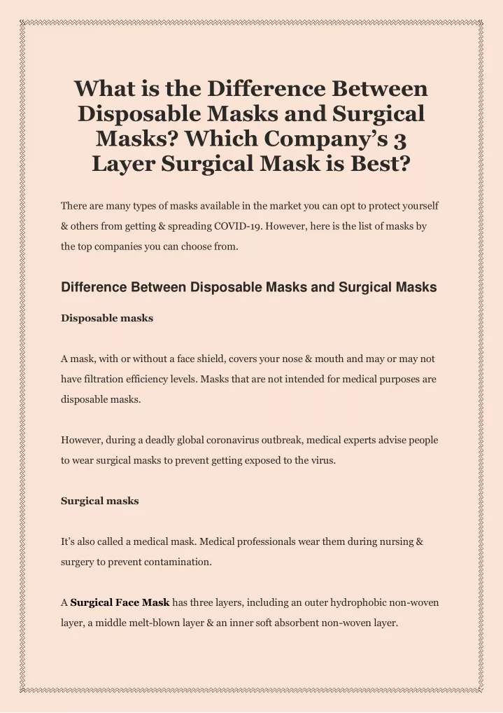 what is the difference between disposable masks